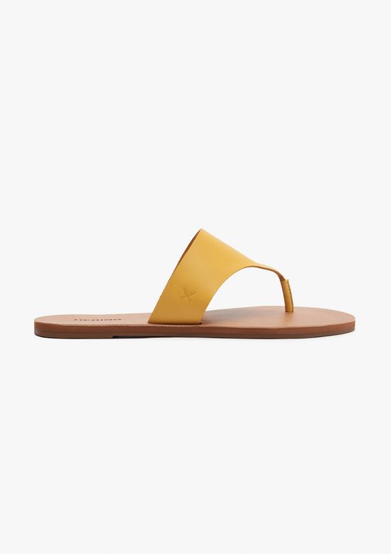 Foto do produto: Sandália Rasteira Feminina Couro - Amarelo