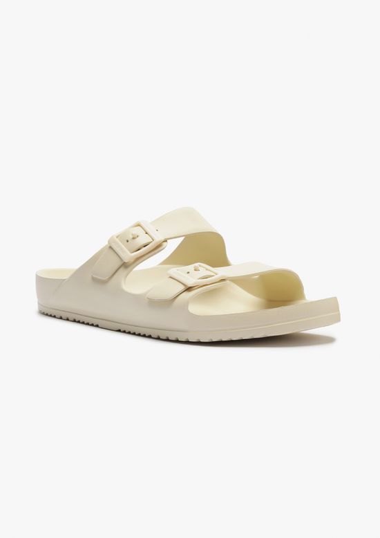Foto do produto: Sandália Papete Masculina Tiras Fivelas - Creme