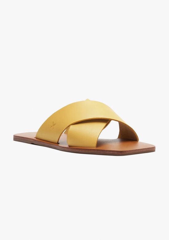 Foto do produto: Sandália Rasteira Feminina Tiras Largas - Amarelo