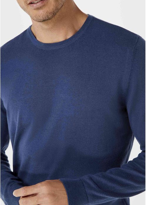 Blusão Básico Masculino Em Tricô De Algodão - Azul Marinho