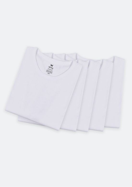 Foto do produto: Kit Com 5 Camisetas Masculinas Básicas Slim - Branco