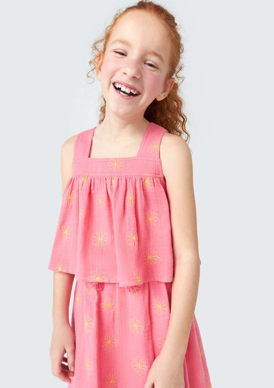 Foto do produto: Regata Infantil Menina Com Bordados - Rosa