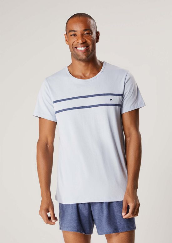 Foto do produto: Pijama Curto Masculino Em Algodão - Cinza