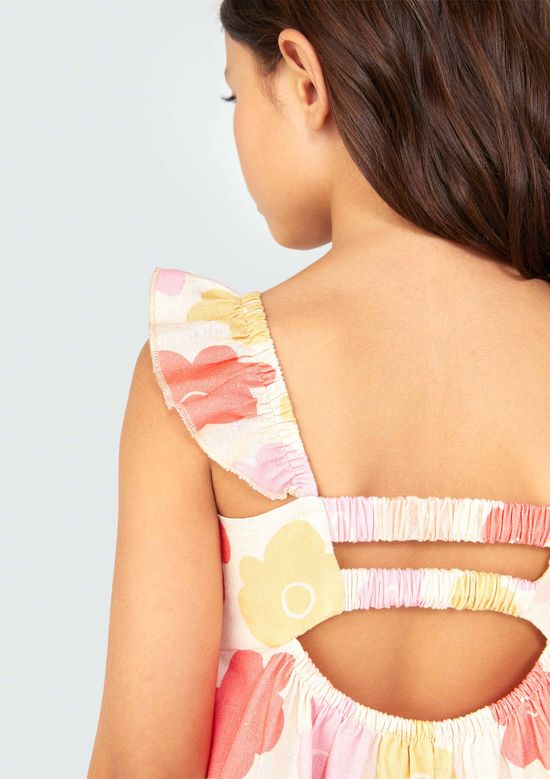 Foto do produto: Vestido Regata Infantil Com Linho - Rosa