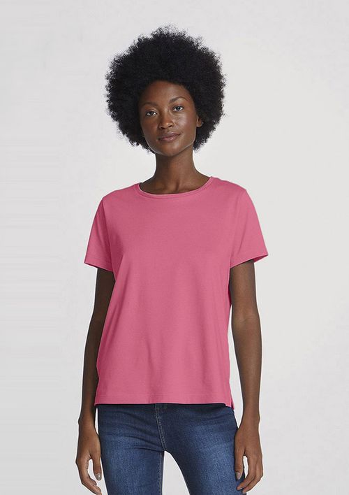 Camiseta Básica Feminina Manga Curta Em Algodão Pima - Rosa
