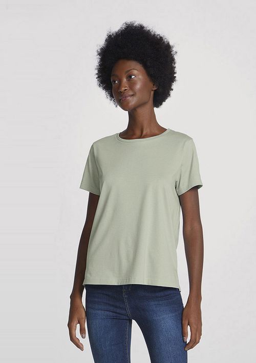 Camiseta Básica Feminina Manga Curta Em Algodão Pima - Verde
