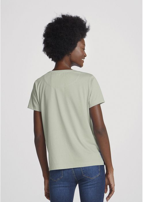 Camiseta Básica Feminina Manga Curta Em Algodão Pima - Verde Claro