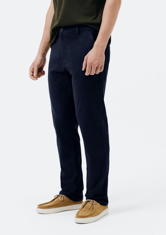 Foto do produto: Calça Básica Masculina Chino Slim Em Sarja Com Elastano - Azul