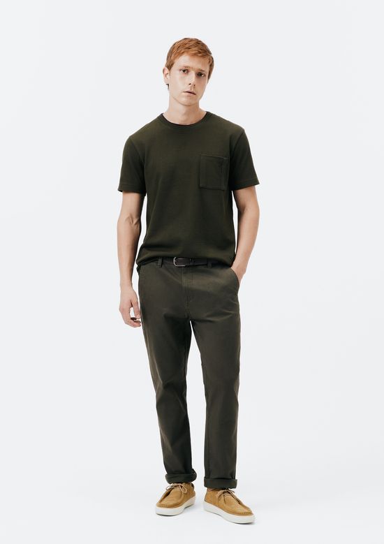 Foto do produto: Calça Básica Masculina Chino Slim Em Sarja Com Elastano - Verde