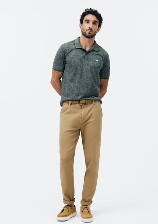 Foto do produto: Calça Básica Masculina Chino Slim Em Sarja Com Elastano - Caqui