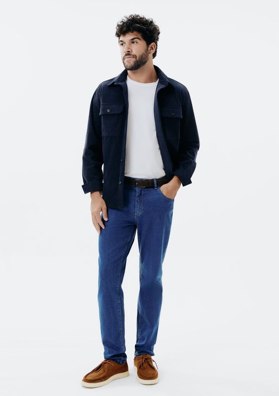 Foto do produto: Calça Jeans Básica Masculina Slim Com Elastano - Azul