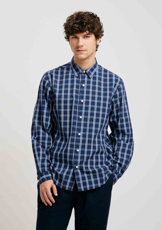 Foto do produto: Camisa Masculina Manga Longa Xadrez - Azul