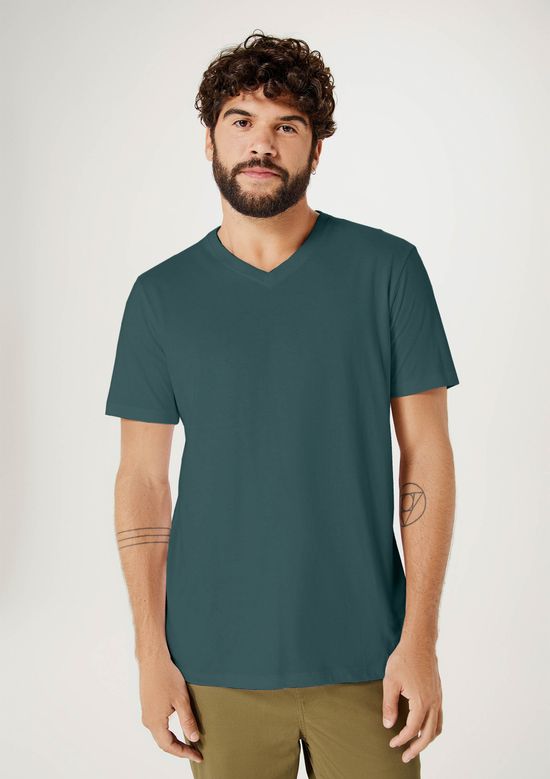 Foto do produto: Camiseta Básica Masculina Manga Curta Decote V World - Verde