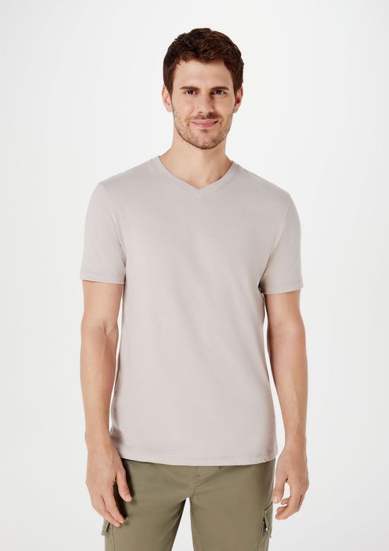Foto do produto: Camiseta Básica Masculina Manga Curta Decote V World - Cinza