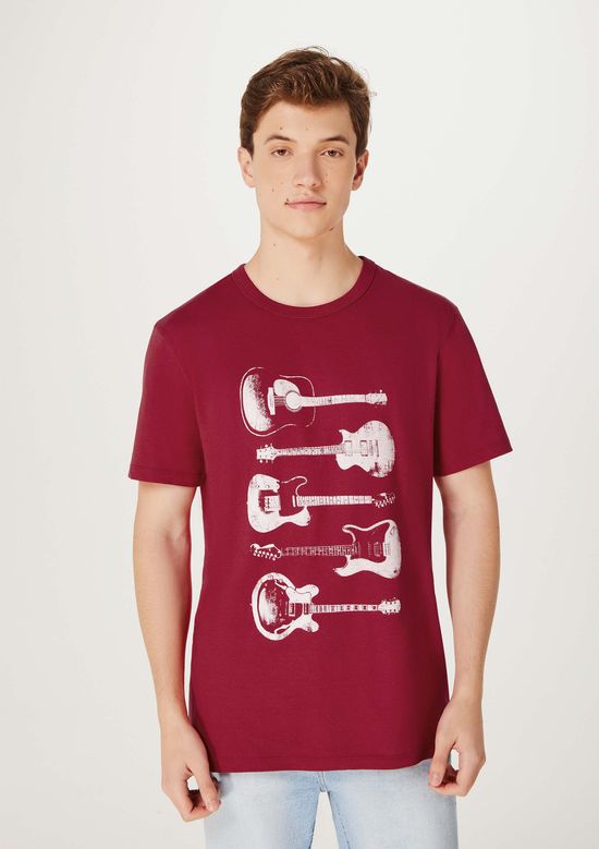 Foto do produto: Camiseta Masculina Manga Curta Com Estampa - Vermelho