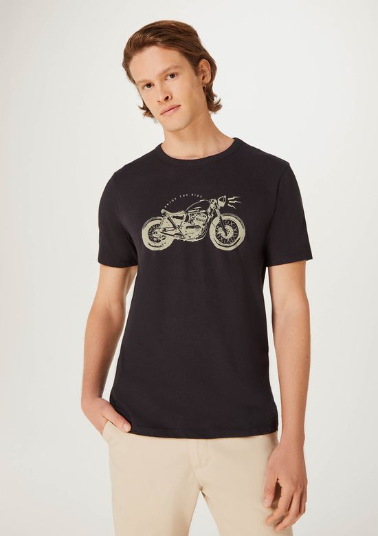 Foto do produto: Camiseta Masculina Manga Curta Com Estampa - Preto