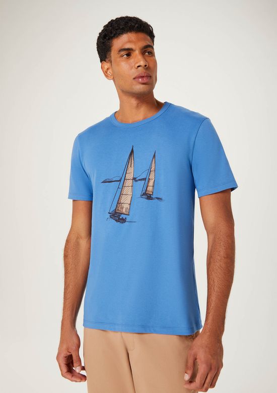 Foto do produto: Camiseta Masculina Manga Curta Com Estampa - Azul