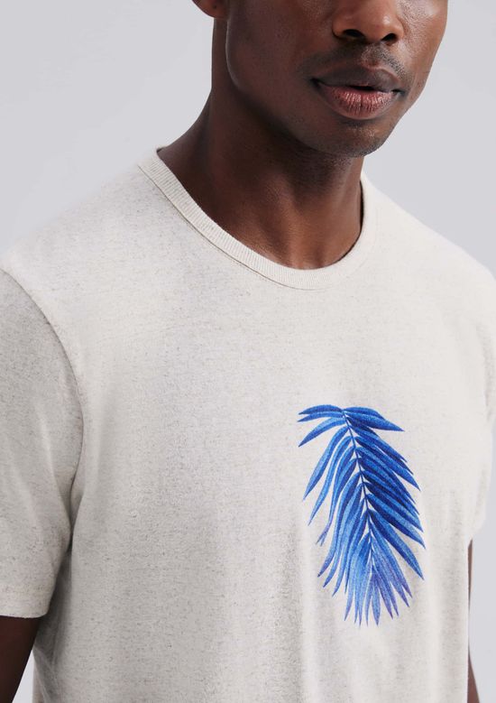 Foto do produto: Camiseta Masculina Manga Curta Com Estampa Em Linho - Bege