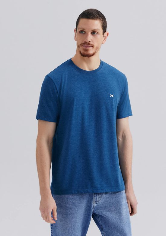 Foto do produto: Camiseta Básica Masculina World Com Bordado - Azul