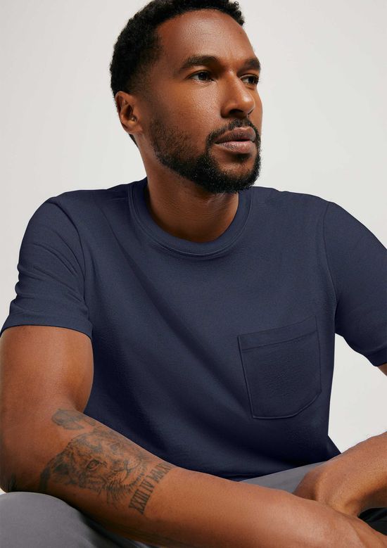 Foto do produto: Camiseta Básica Masculina Comfort Super Cotton Com Bolso - Azul