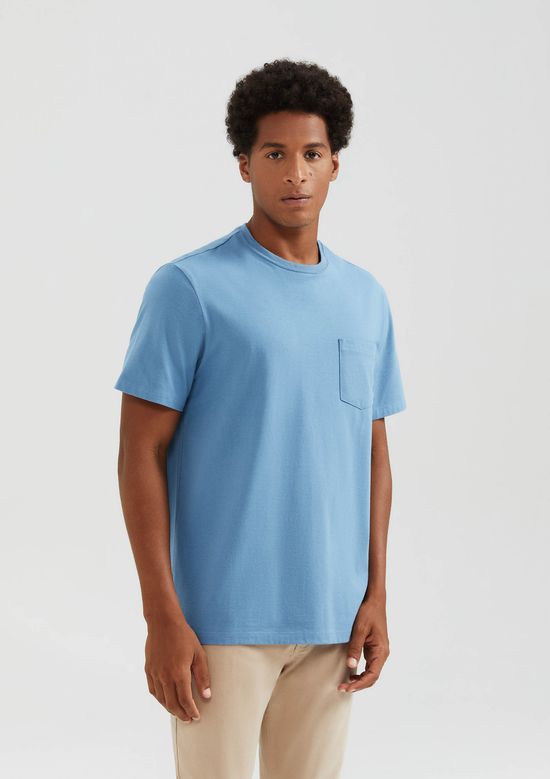 Foto do produto: Camiseta Básica Masculina Comfort Super Cotton Com Bolso - Azul