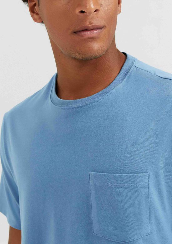 Foto do produto: Camiseta Básica Masculina Comfort Super Cotton Com Bolso - Azul