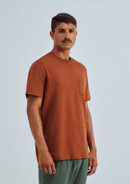 Foto do produto: Camiseta Básica Masculina Comfort Super Cotton Com Bolso - Marrom