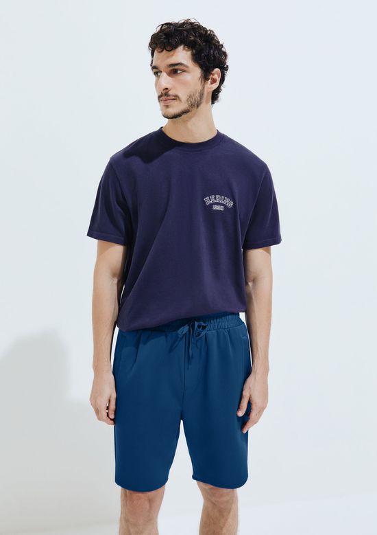 Foto do produto: Camiseta Unissex Relaxed Manga Curta Com Bordado - Azul