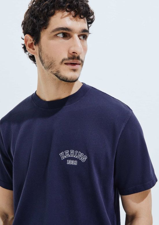 Foto do produto: Camiseta Unissex Relaxed Manga Curta Com Bordado - Azul