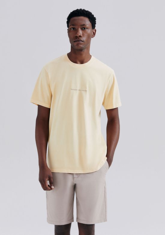 Foto do produto: Camiseta Masculina Manga Curta Com Bordado - Amarelo