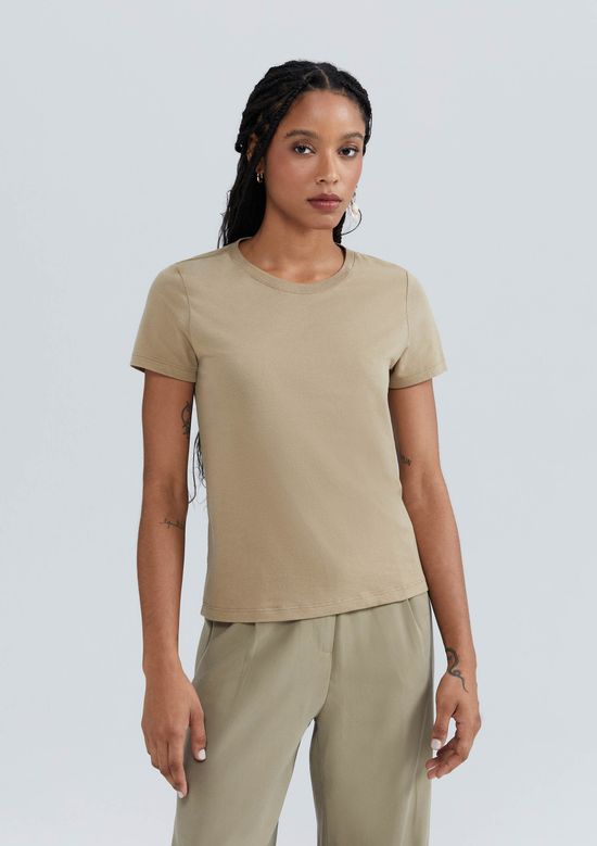 Foto do produto: Camiseta Básica Feminina Slim World - Caqui