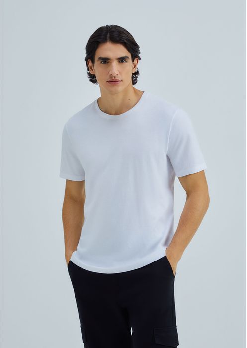 Camiseta Básica Masculina Manga Curta Em Malha H+ - Branco