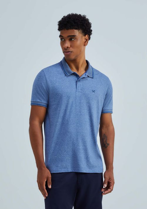 Camisa Polo Básica Masculina Em Malha Texturizada - Azul