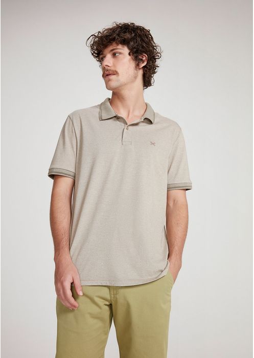 Camisa Básica Masculina Polo Em Malha Texturizada - Marrom
