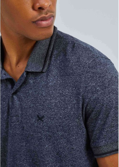 Camisa Básica Masculina Polo Em Malha Texturizada - Preto