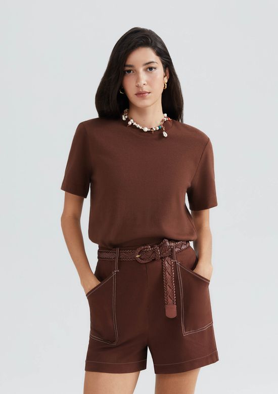 Foto do produto: Camiseta Feminina Manga Curta Super Cotton - Marrom