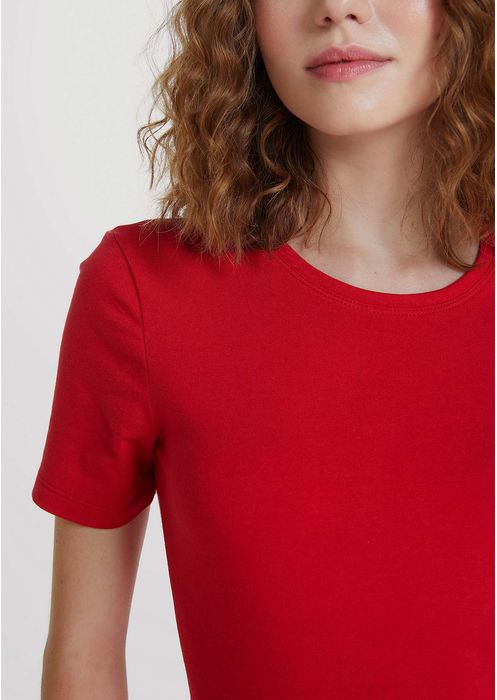 Camiseta Feminina Básica Em Algodão - Vermelho