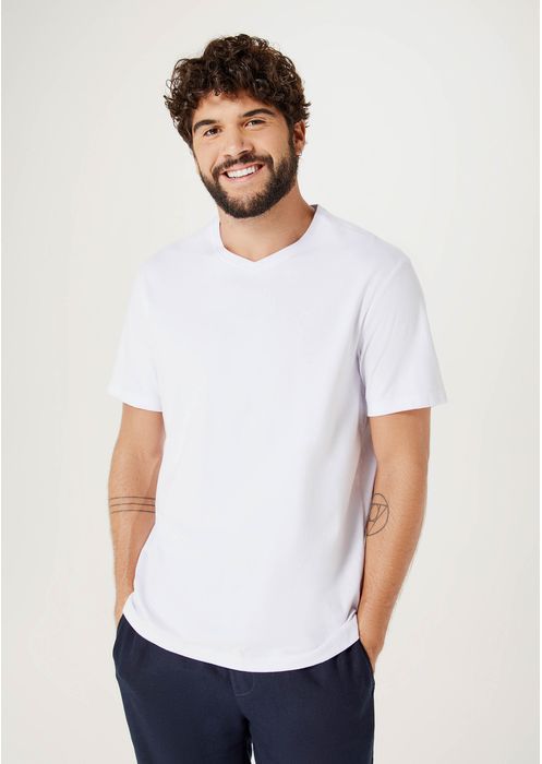 Camiseta Básica Masculina Manga Curta Comfort Super Cotton - Branco