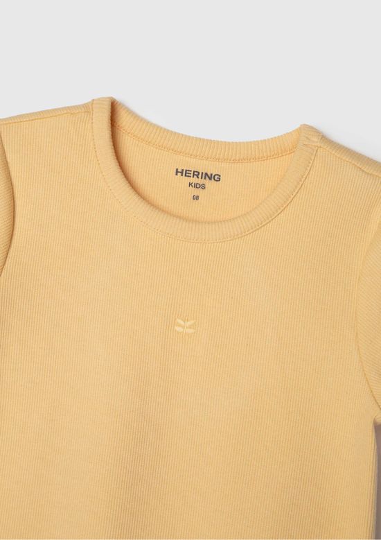 Foto do produto: Blusa Manga Curta Infantil Menina Em Ribana - Amarelo