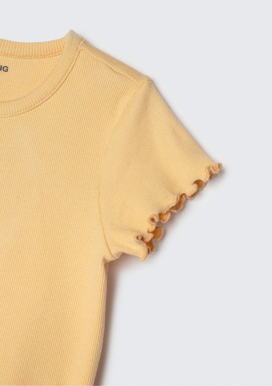 Foto do produto: Blusa Manga Curta Infantil Menina Em Ribana - Amarelo