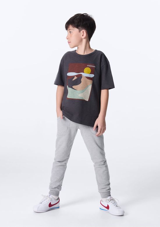 Foto do produto: Calça Básica Infantil Menino Em Moletom Peluciado Com Bolso - Cinza