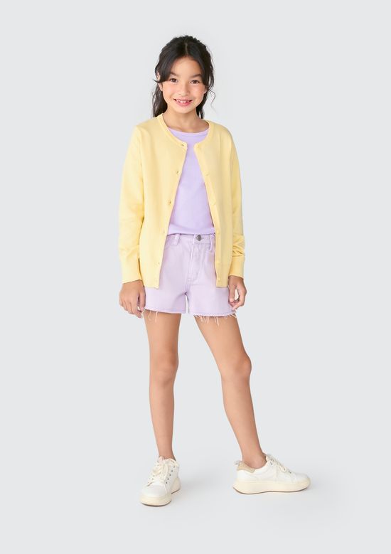 Foto do produto: Cardigan Infantil Menina Em Tricô - Amarelo