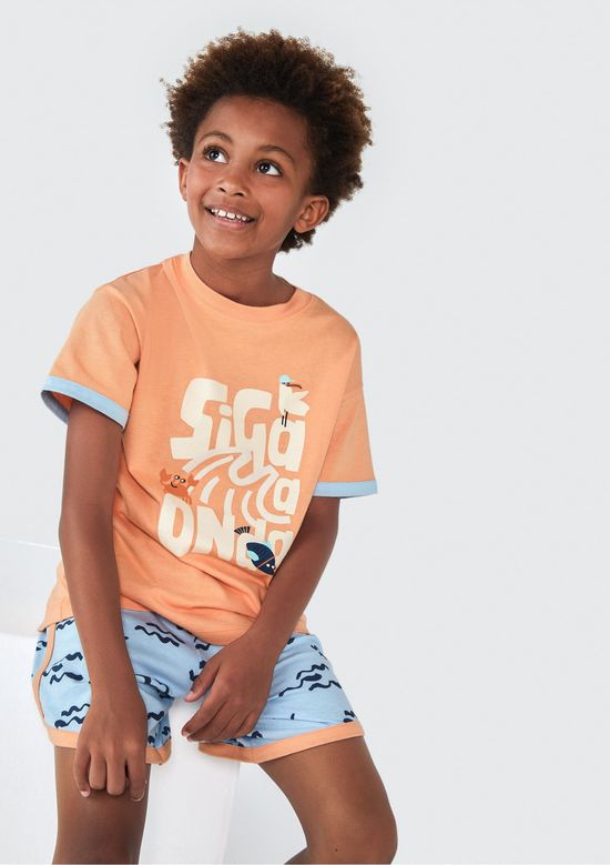 Foto do produto: Pijama Curto Infantil Menino Estampado - Laranja