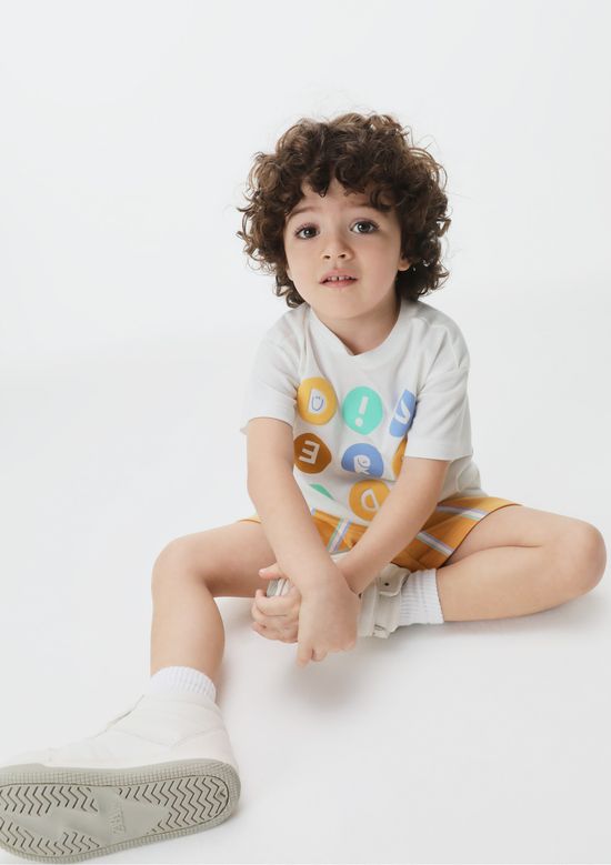Foto do produto: Conjunto Curto Infantil Menino Toddler Em Moletom - Off white