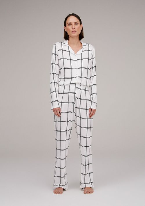 Pijama Feminino Longo Estampado Em Viscose - Off White