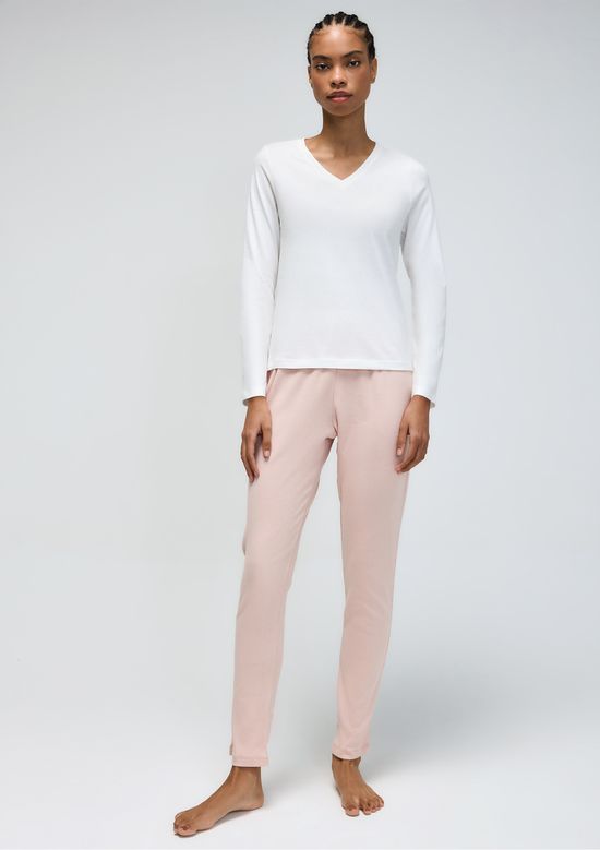 Foto do produto: Pijama Longo Feminino Decote V - Off white