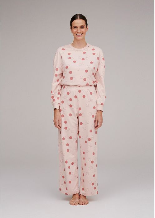 Pijama Longo Estampado Feminino Em Moletinho - Rosa Claro