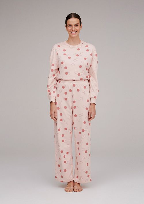 Pijama Longo Estampado Feminino Em Moletinho - Rosa