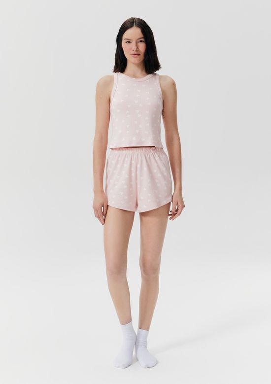 Foto do produto: Pijama Curto Feminino Estampado Em Ribana - Rosa