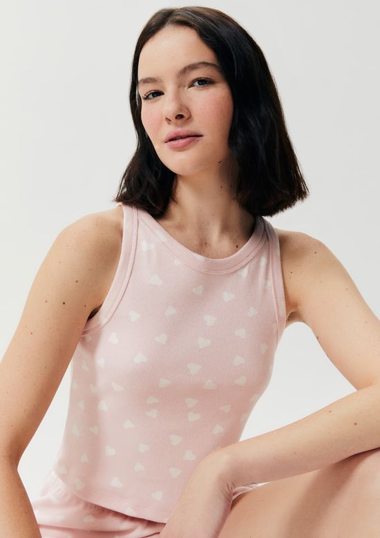 Foto do produto: Pijama Curto Feminino Estampado Em Ribana - Rosa